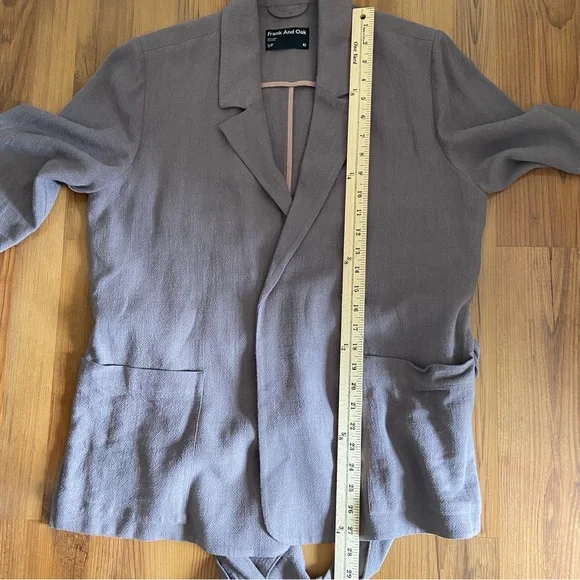 Frank and Oak The Fluid Blazer Dusty Lavender Linen Belted Jacket Small - Picture 10 of 11